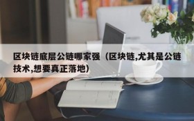 区块链底层公链哪家强(区块链,尤其是公链技术,想要真正落地)