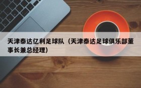 天津泰达亿利足球队(天津泰达足球俱乐部董事长兼总经理)
