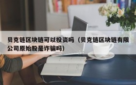 贝克链区块链可以投资吗(贝克链区块链有限公司原始股是诈骗吗)